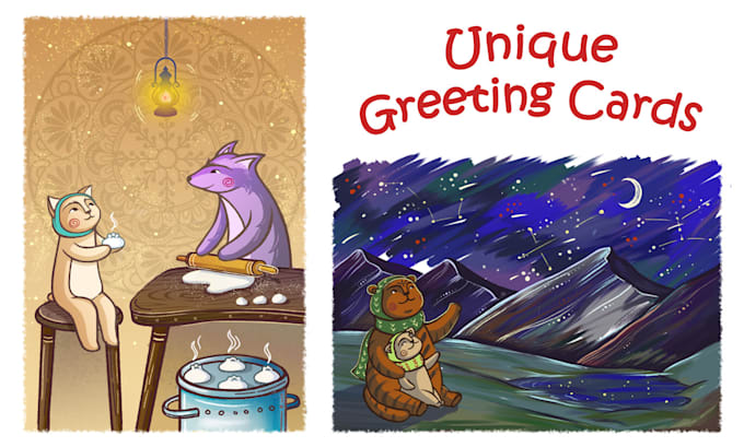 Gig Preview - Create unique greeting cards with colorful illustrations and warm emotions