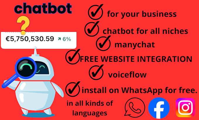 Gig Preview - Un chatbot para  redes sociales usando manychat voice flow y mas