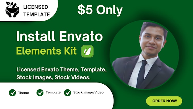 Gig Preview - Urgently install envato element kit, wordpress, theme, template, stock image