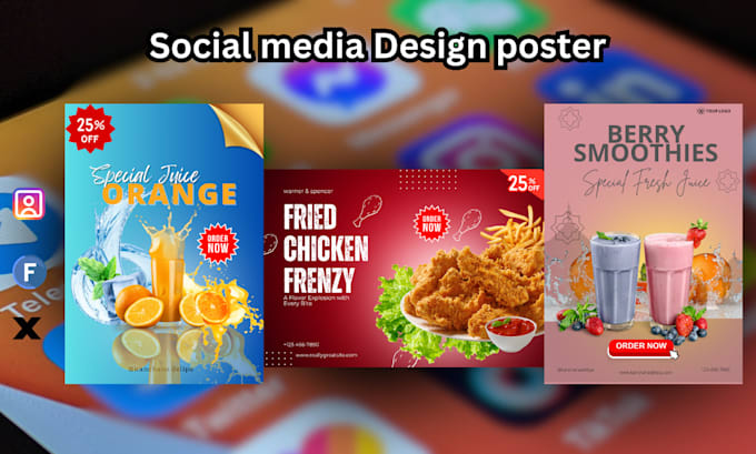 Gig Preview - Design product banners restaurant flyers food posters social media post design