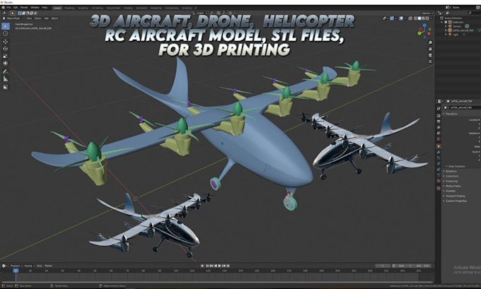 Gig Preview - Design aircraft vtol uav rc drone aerospace vehicle cad design 3d modeling