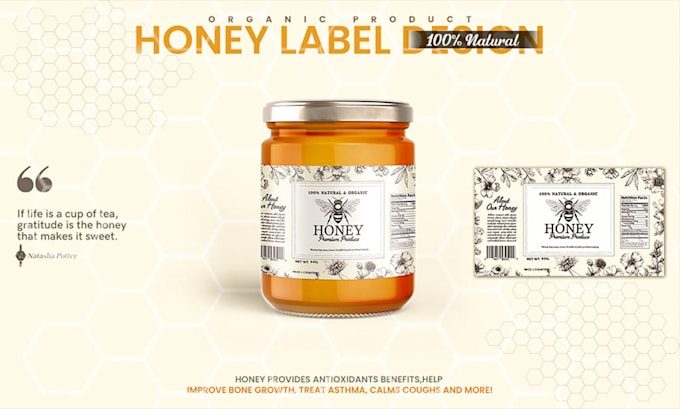 Gig Preview - Create attractive honey label design honey packaging