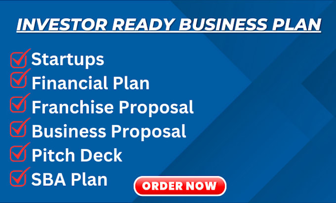 Gig Preview - Develop investor ready business plan, franchise proposal, start up , pitch deck