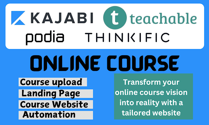 Gig Preview - Setup mighty networks circle so thinkific kajabi teachable online course website