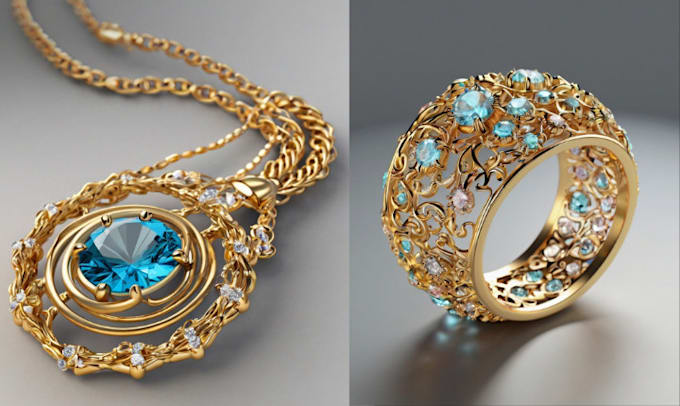 Bestseller - 3d jewelry design, pendant, necklace, crystal, bracelets, gold ring, 4k render