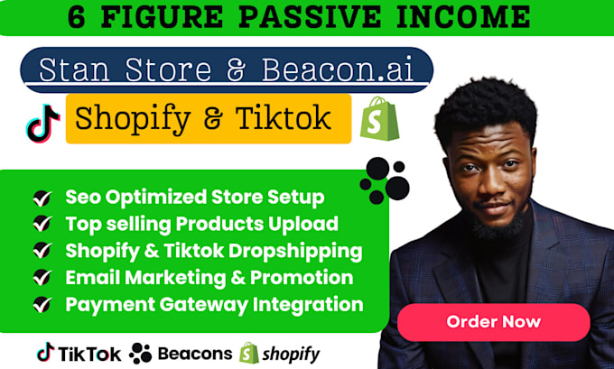 Gig Preview - Do shopify store design tiktok shop shopify marketing stan store beacons ai