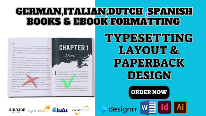 Gig Preview - Format,design italian book,german book,spanish,french book for amazon KDP