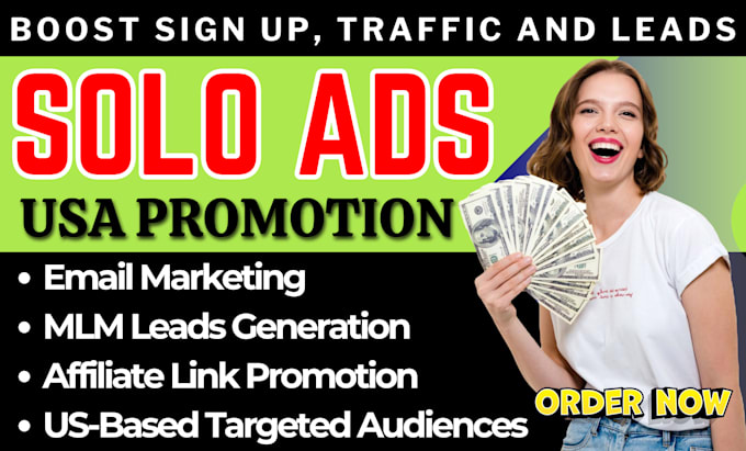 Gig Preview - Guarantee mlm leads sign up solo ads campaign affiliate link promotion USA click