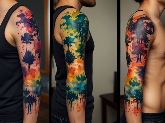 Gig Preview - Do a custom watercolor tattoo sleeve