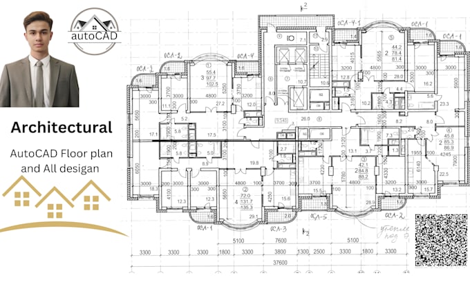 Gig Preview - Draw architectural 2d floor plan ,elevation, section, roof, site plan in autocad