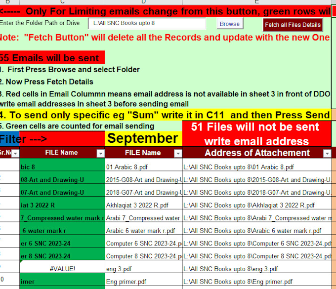 Gig Preview - Do email sending with different file for each contact