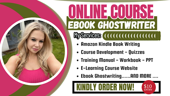 Gig Preview - Ghostwrite ebook online course content, video course creation, training manual