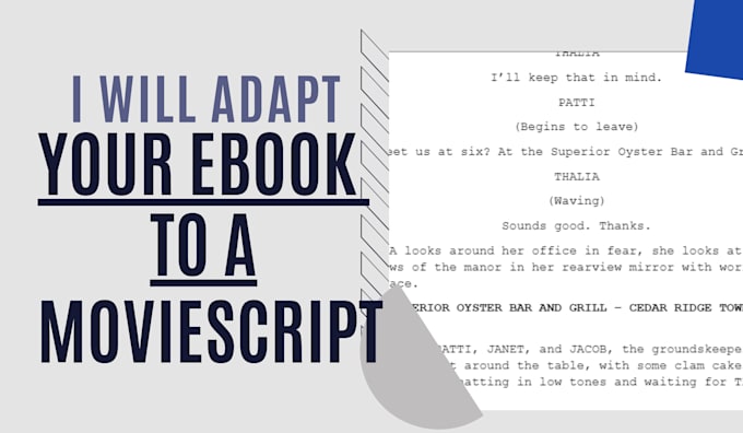 Gig Preview - Adapt your novel ebook to a professional movie script, screenplay, stageplay