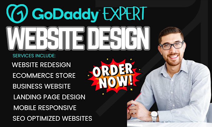 Gig Preview - Godaddy website design godaddy website redesign design godaddy ecommerce website