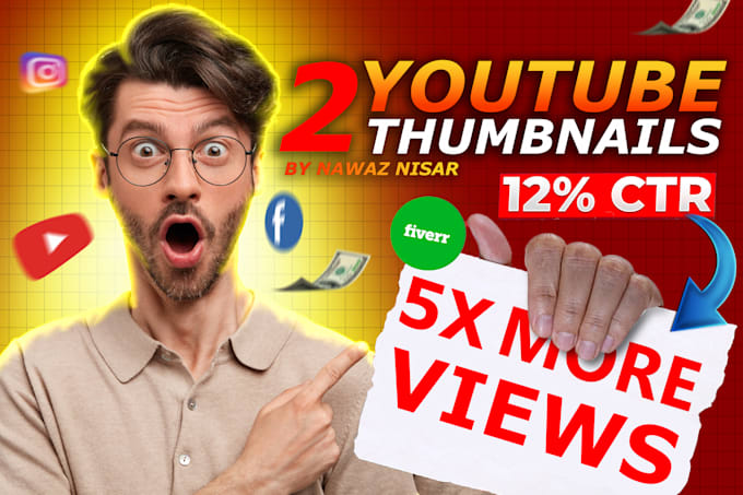 Gig Preview - Design a professional eye catchy clickbait youtube thumbnail