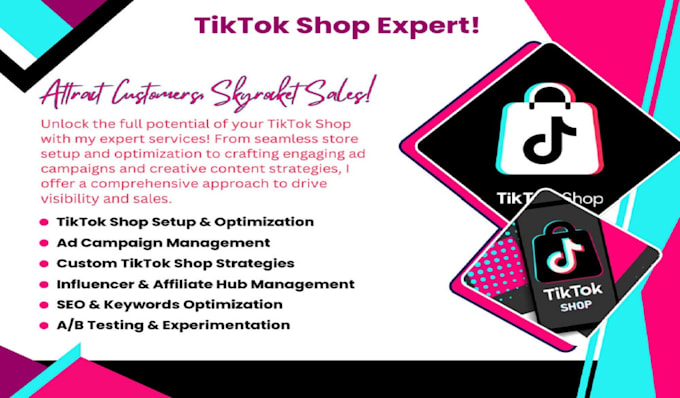 Gig Preview - Setup affiliate tik tok shop tiktok affiliate marketing shopify dropshipping