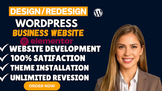 Gig Preview - Design redesign develop revamp wordpress business website ecommerce landing page