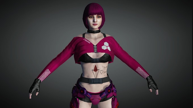 Gig Preview - Model 3d character for gta game,ue5b cyborg rig,aaa cyberpunk character,oncyber