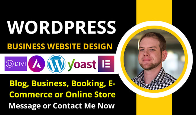 Gig Preview - Build a wordpress website design responsive website business website with seo