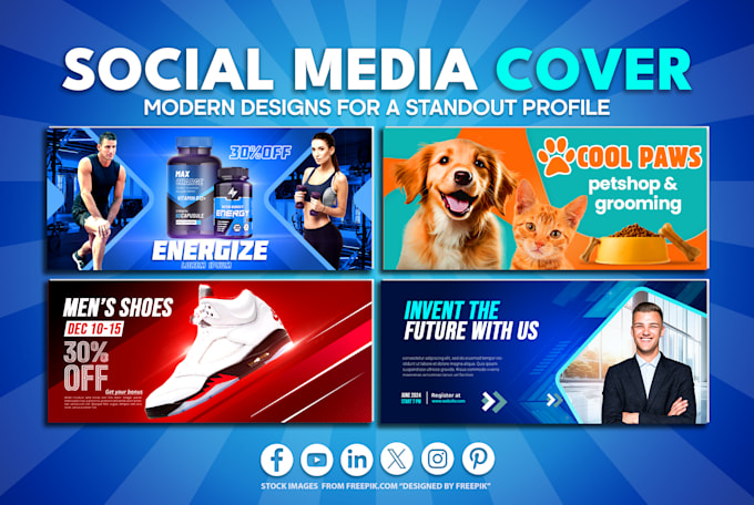 Gig Preview - Design social media header, facebook cover, linkedin, twitter and youtube banner