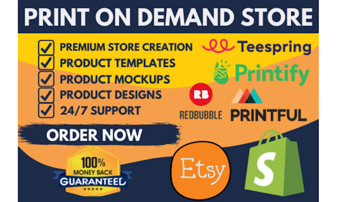 Bestseller - create a premium etsy print on demand shopify store pod store or shopify website