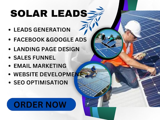 Gig Preview - Generate solar leads solar landing page sales funnel roofing leads