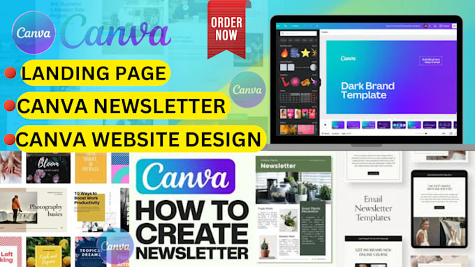 Bestseller - create a canva newsletter, canva landingpage and canva website design