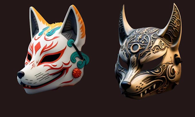 Gig Preview - Sculpt 3d japanese oni mask, kitsune mask, 3d cosplay mask 3dmodel for printing