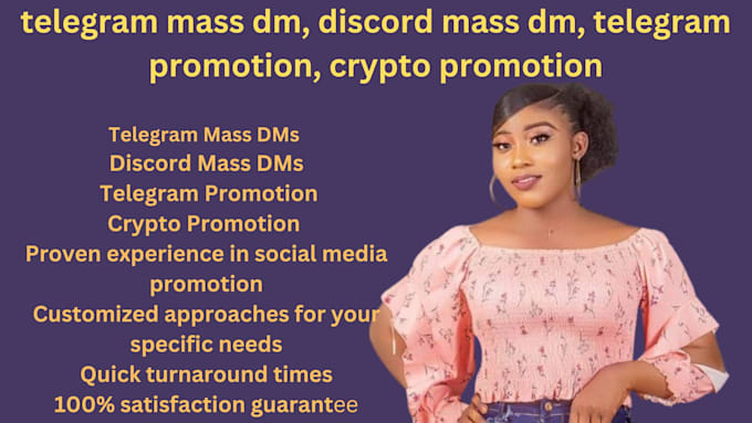 Gig Preview - Do telegram mass dm, discord mass dm, telegram promotion, crypto promotion