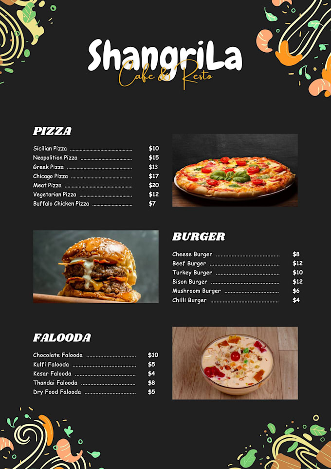 Gig Preview - Do food menu design for your restaurant