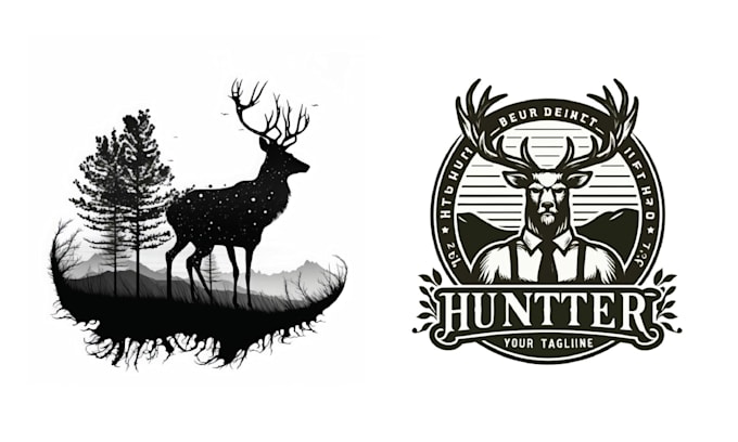 Gig Preview - Create retro hand drawn deer hunting t shirt logo