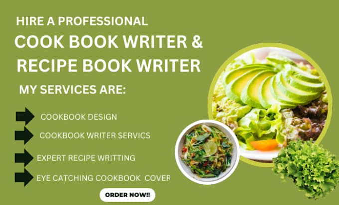 Gig Preview - Write professional cookbook recipe book, cookbook design, cookbook formatting