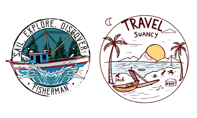 Gig Preview - Design retro amazing summer travel jetski logo