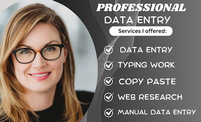 Gig Preview - Do fast data entry, web research, copy paste, typing work, manual data entry