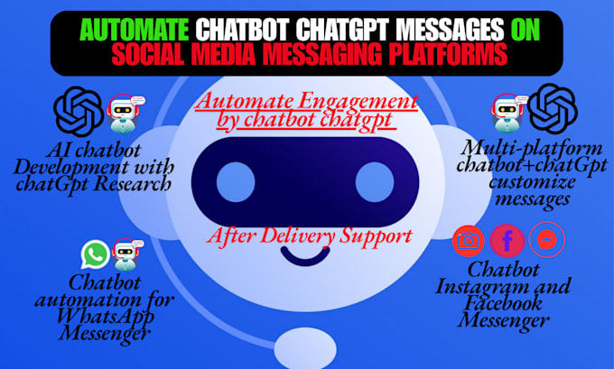 Gig Preview - Automate chatbot chatgpt social media messages by manychat botsify dialogflow