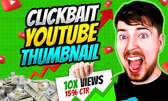 Gig Preview - Design viral eye catching clickbait thumbnail with high CTR