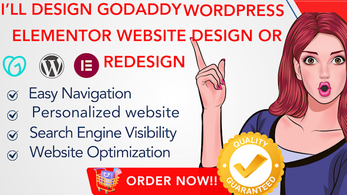 Gig Preview - Design, redesign godaddy wordpress website with elementor woocommerce