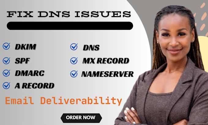 Gig Preview - Fix dns record, email deliverability, spf, dkim, dmarc, mx record and nameserver