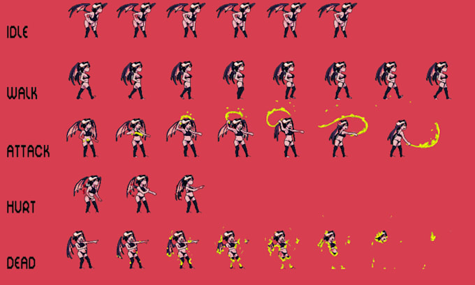 Gig Preview - Do custom 2d pixel art character sprite sheet pixel rpg maker tileset animation