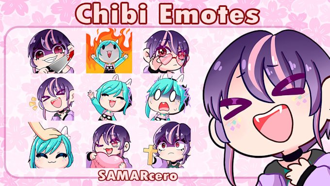 Gig Preview - Dibujare emoticones al estilo chibi a mi estilo para twitch