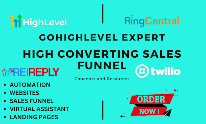 Gig Preview - Setup gohighlevel, twilio, a2p10dlc rei reply 10dlc registration ghl workflows