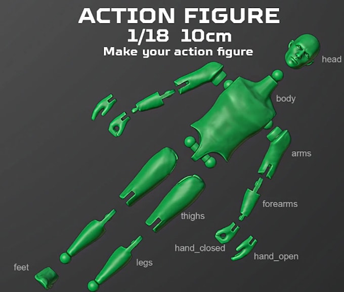 Gig Preview - Create articulated action figure, chibi figure, articulated human figs for print