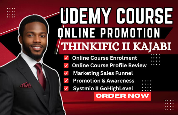 Gig Preview - Do udemy course promotion online course marketing thinkific, kajabi course