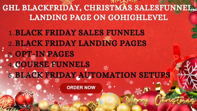 Gig Preview - Ghl black friday christmas salesfunnel, landing page, automations on gohighlevel