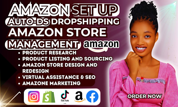 Gig Preview - Auto ds for amazon dropshiping store ecommerce setup and management, store ads