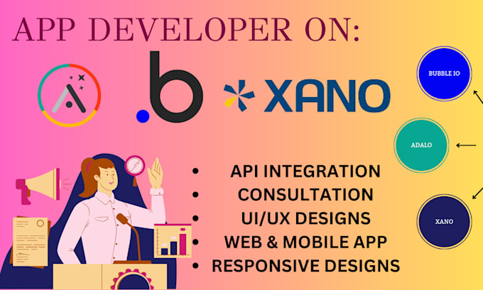 Bestseller - do bubble, xano, adalo web app website bubble io