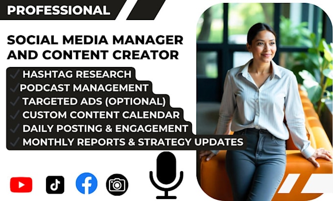 Gig Preview - Be your monthly social media manager, ORM, content creator, podcast manager