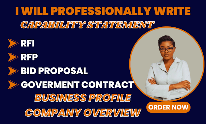 Gig Preview - Write government contract capability statement, rfp, rfi, bid proposal