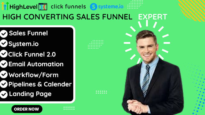 Gig Preview - Create high converting sales funnel using system io clickfunnel gohighlevel