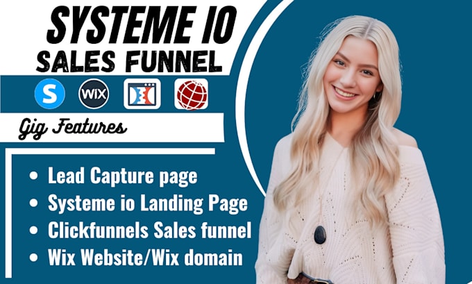 Gig Preview - Create systeme io sales funnel, affiliate marketing systeme io landing page, wix